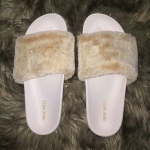 Nine West fur slides